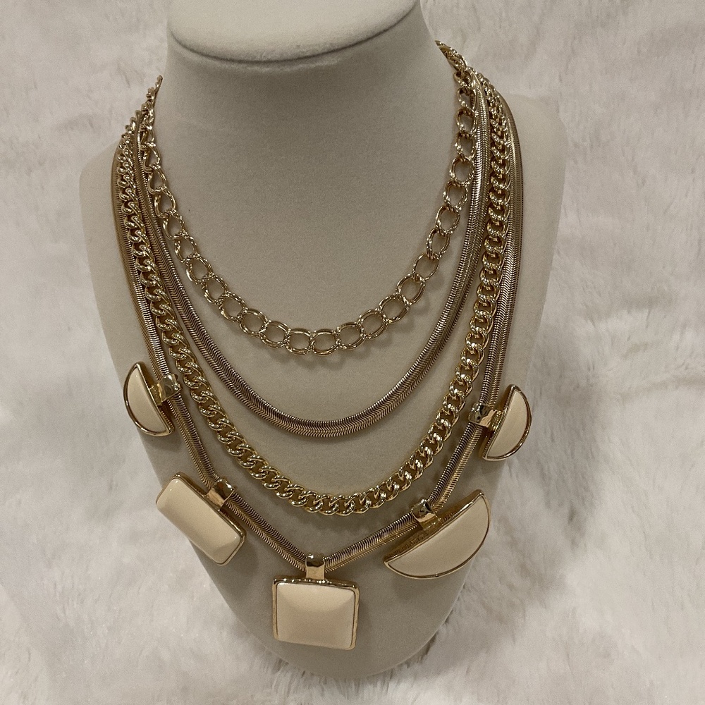 Chico’s Gold and Cream Layered Necklace